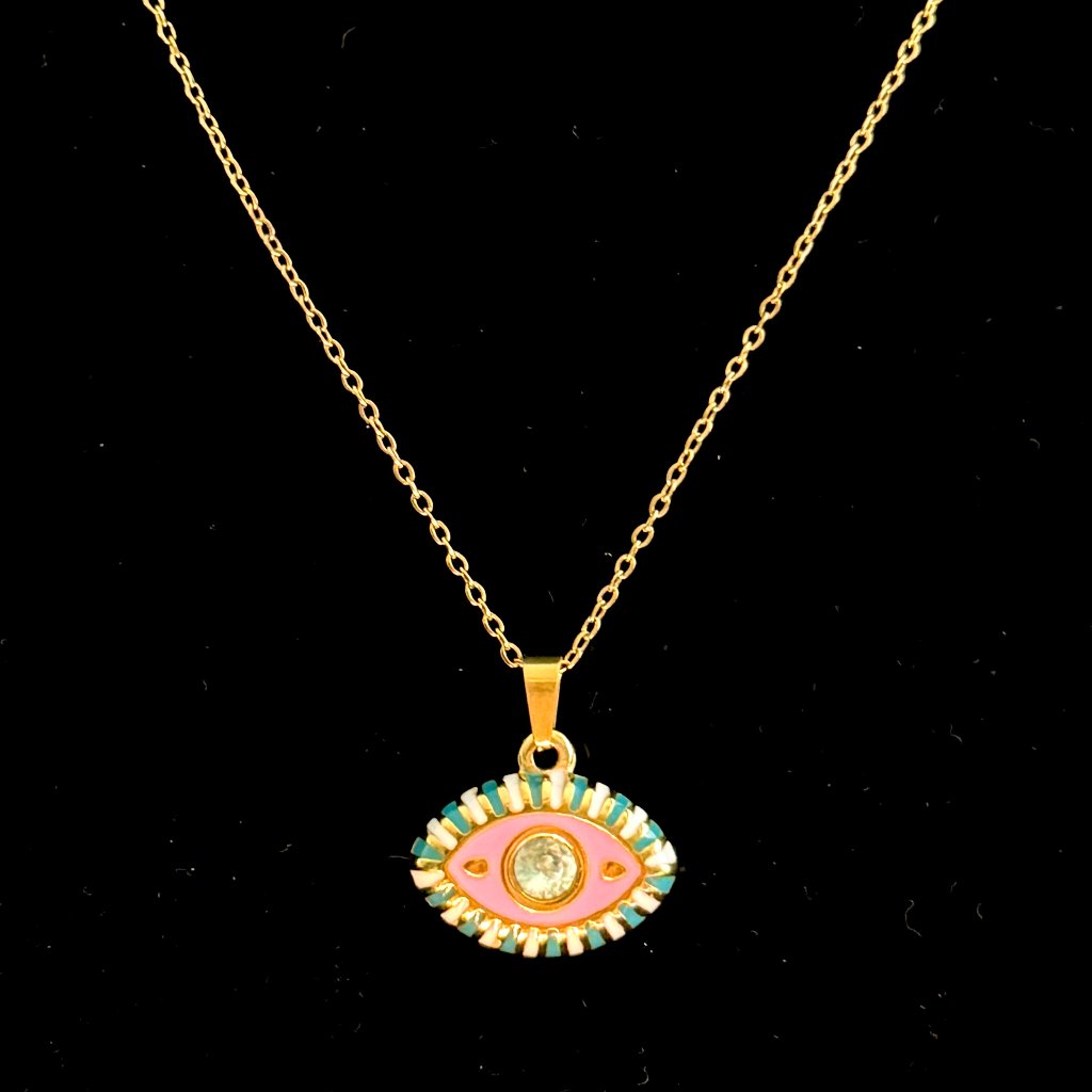 Ramla Pink Eye Necklace - 14k Gold-Plated New